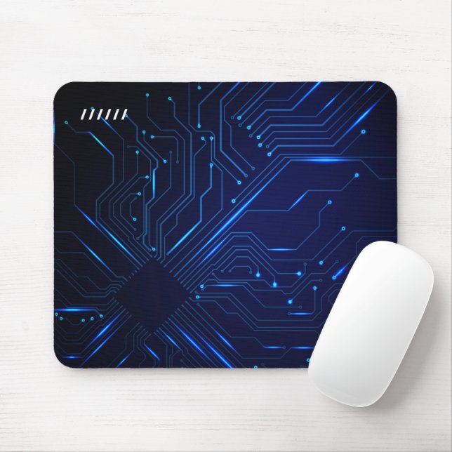 Black and Blue Modern Technology Mouse Pad (With Mouse)