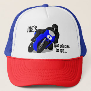 Black and Blue Motorcycle Customized Cap