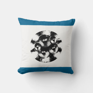 Black and blue music speakers throw pillow