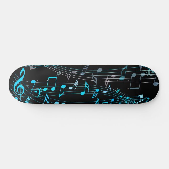 Black and Blue Musical Notes Skateboard (Horz)