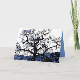 Black and Blue Oak Tree Art Card