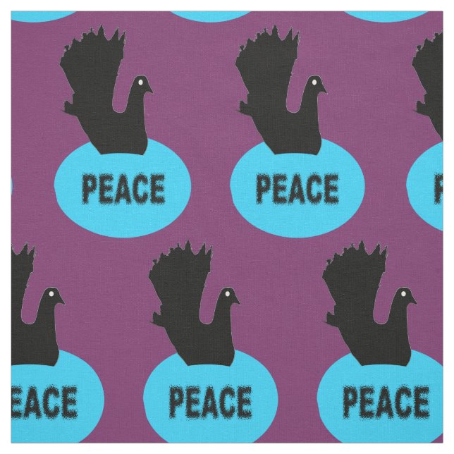 Black and Blue Peace Dove Patterned Craft Fabric (Swatch)