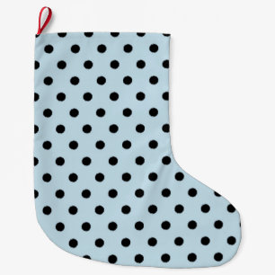 Black and Blue Polka Dots Large Christmas Stocking