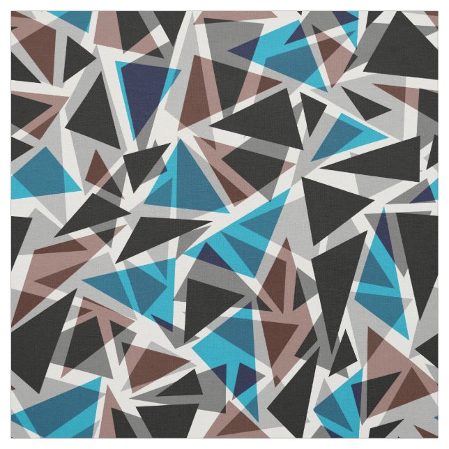 Black and Blue, Polygonal, Abstract, Geometric Fabric (Swatch)