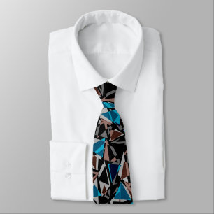 Black and Blue, Polygonal, Abstract, Geometric Nec Tie