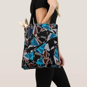 Black and Blue, Polygonal, Abstract, Geometric Tot Tote Bag