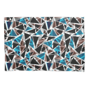 Black and Blue, Polygonal, Abstract Pillowcase