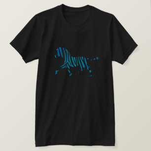Black and Blue Silhouette Zebra T-Shirt
