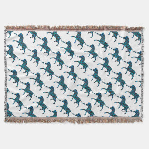 Black and Blue Silhouette Zebra Throw Blanket