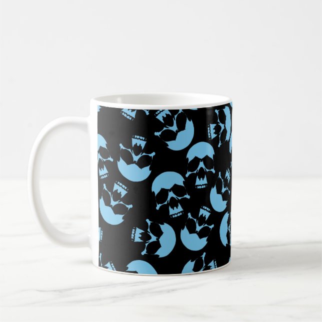 Black and Blue Skull Pattern Coffee Mug (Left)