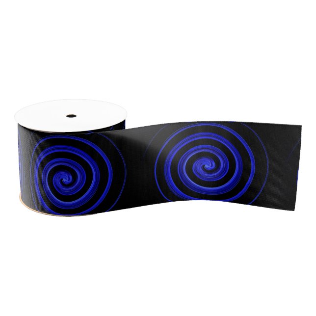 Black and blue spiral pattern grosgrain ribbon (Spool)