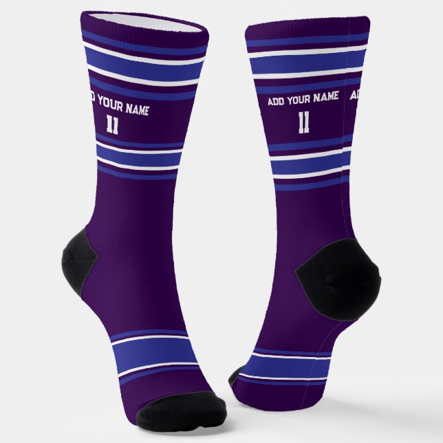 Black and Blue Sport Jersey - Name Number Socks (Angled)