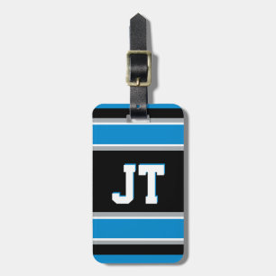 Black and Blue Sport Stripes Personalized Luggage Tag