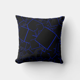 Black and Blue Squared Cracks Throw Pillow