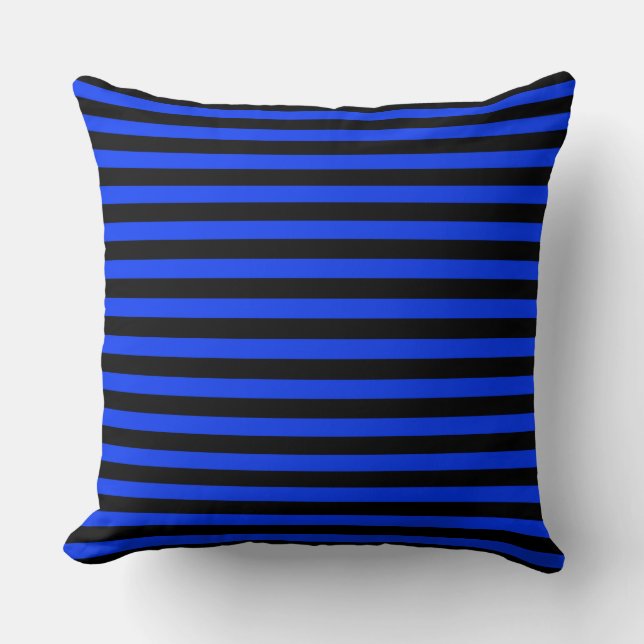 black and blue striped simple pattern throw pillow (Front)
