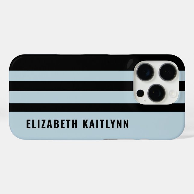 Black and Blue Stripes Pattern Personalized  Case-Mate iPhone Case (Back (Horizontal))