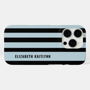 Black and Blue Stripes Pattern Personalized iPhone 16 Pro Case