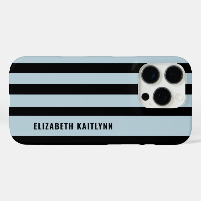 Black and Blue Stripes Pattern Personalized  Case-Mate iPhone Case (Back (Horizontal))