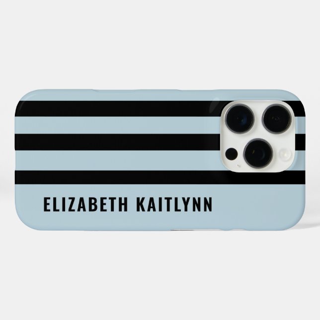 Black and Blue Stripes Pattern Personalized  Case-Mate iPhone Case (Back (Horizontal))
