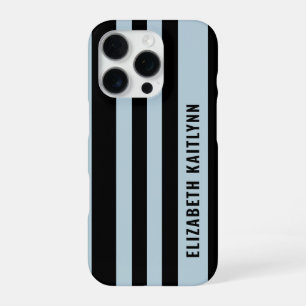 Black and Blue Stripes Pattern Personalized iPhone 16 Pro Case