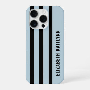 Black and Blue Stripes Pattern Personalized iPhone 16 Pro Case