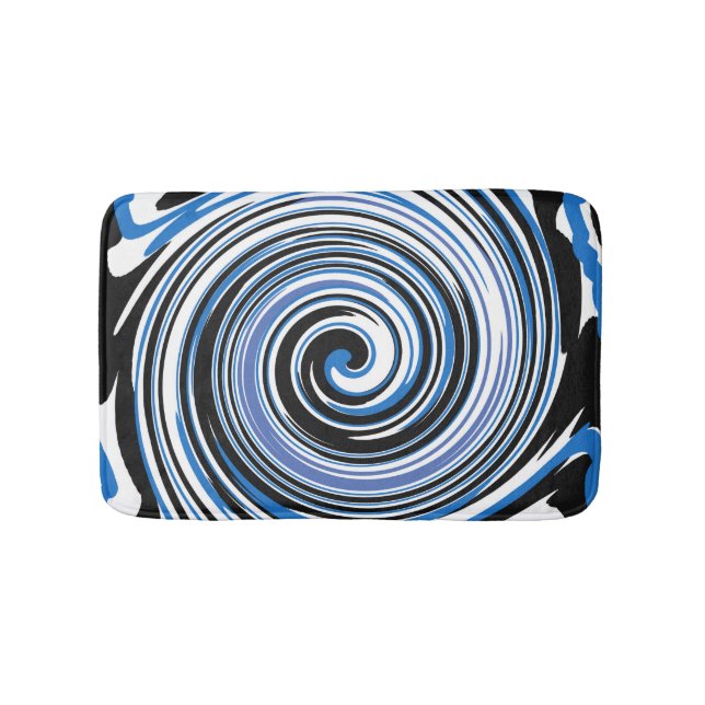 Black and blue swirl pattern bath mat (Front)