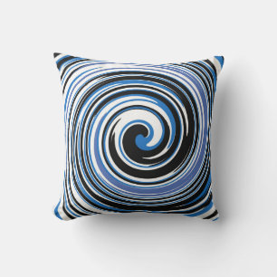 Black and blue swirl pattern throw pillow
