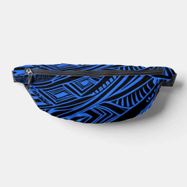 Black And Blue Tribal Abstract  Fanny Pack (Lay Down)