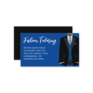 Black and Blue Tuxedo Custom Tailoring Business Card