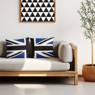 Black and Blue Union Jack Half Throw Pillow