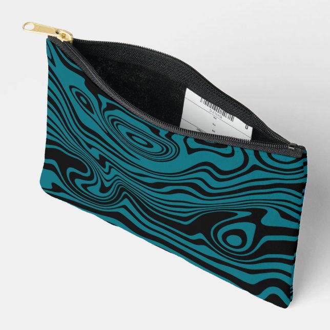 Black and Blue Waves Your Colours Accessory Pouch (Open)