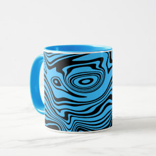 Black and Blue Wavy Striped Coffee Mugs