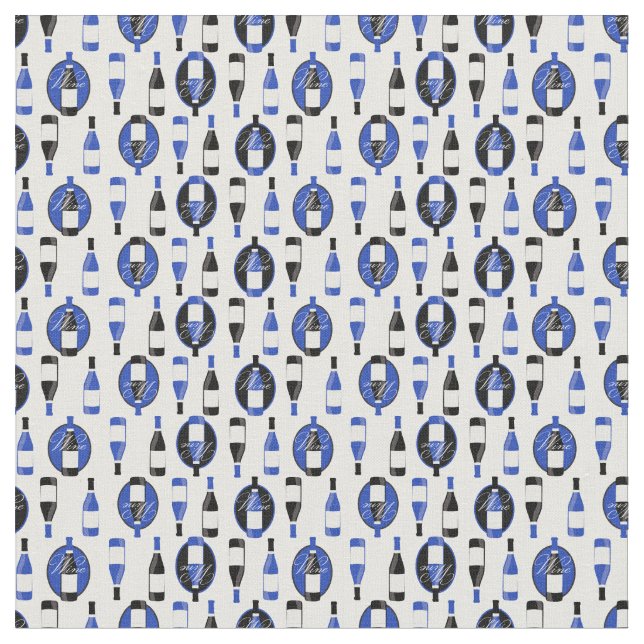 Black and Blue Wine Pattern Fabric (Close Up)