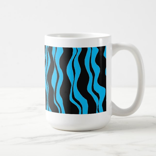 Black and Blue Zebra Stripe Coffee Mug (Right)