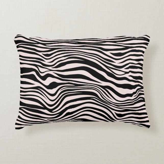 Black and Blush Sand Zebra Print  Accent Pillow (Front)
