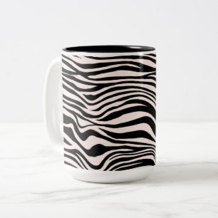 Black and Blush Sand Zebra Print Two-Tone Coffee Mug