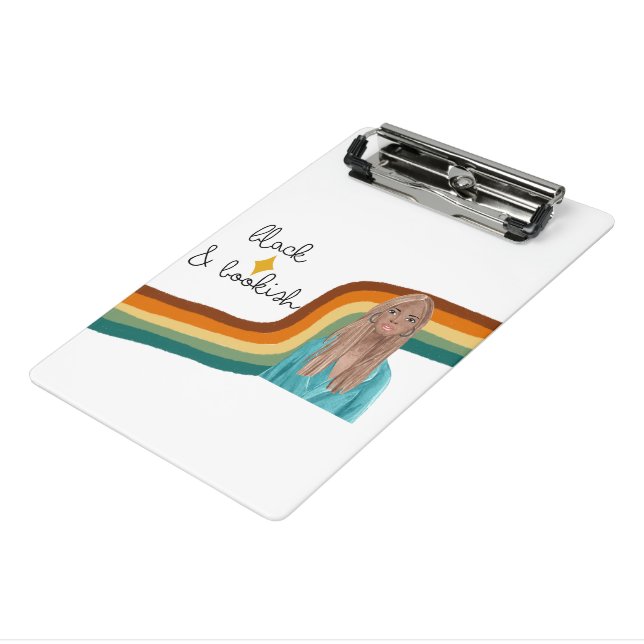 Black and Bookish Retro  Mini Clipboard (Angled3)