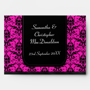 Black and bright pink damask envelopes