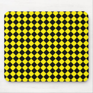 Black and Bright Yellow Chevron Pattern Mouse Pad