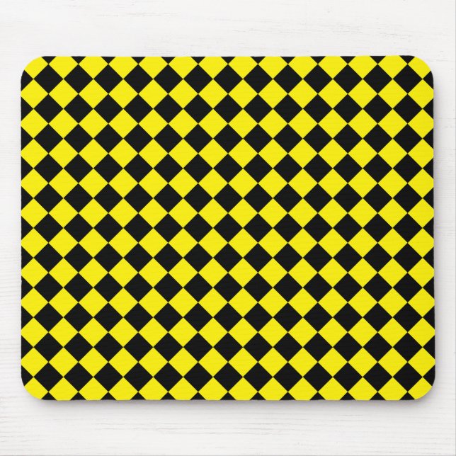 Black and Bright Yellow Chevron Pattern Mouse Pad (Front)