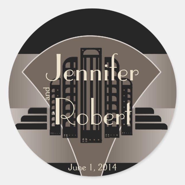 Black and Bronze Art Deco Tower Envelope Seal (Front)