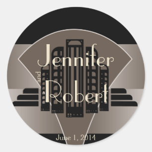 Black and Bronze Art Deco Tower Envelope Seal