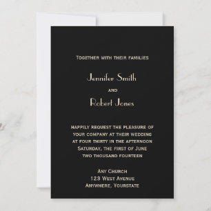 Black and Bronze Art Deco Tower Wedding Invitation