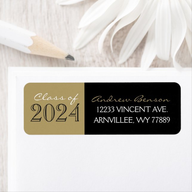 Black and Bronze Graduation Return Address Labels (Insitu)