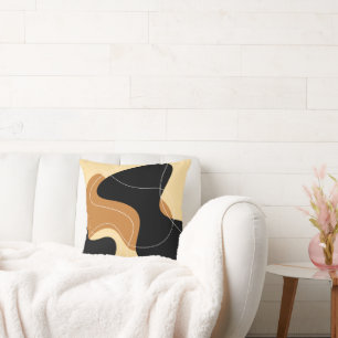 Black and Brown Abstract Designer Throw Pillow