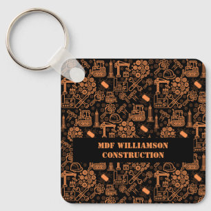 black and brown Architectural Blueprint Engineer Keychain