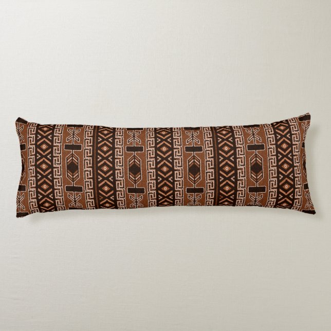 Black And Brown Aztec Pattern Body Pillow (Back)