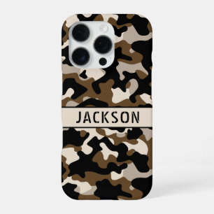Black and Brown Camouflage Personalized iPhone 16 Pro Case
