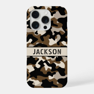 Black and Brown Camouflage Personalized iPhone 15 Pro Case