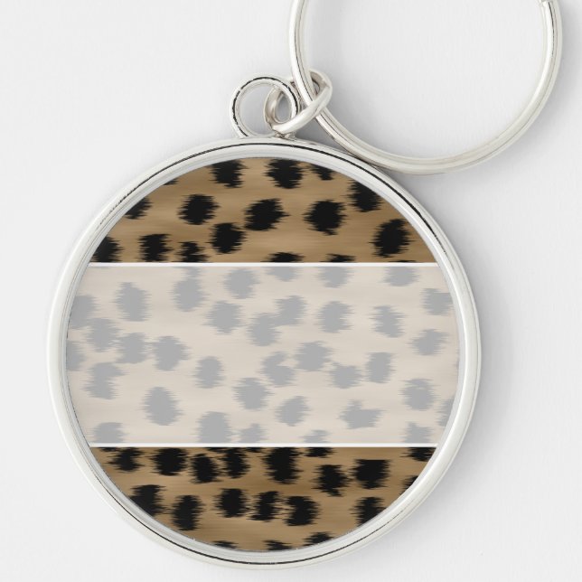 Black and Brown Cheetah Print Pattern. Keychain (Front)